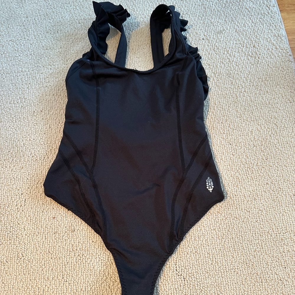 Free People Movement Black Open Back Bodysuit